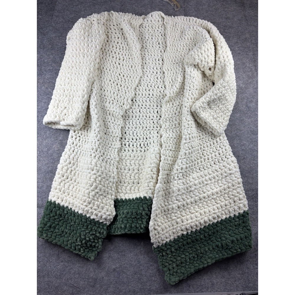Handmade Sweater Womens S-L Multicolor Chunky Crochet Open Front Knit Cardigan